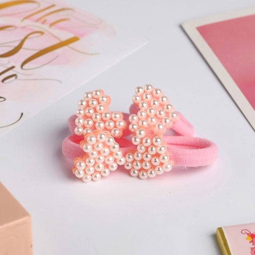 Цена за 6 шт. Резинка для волос Жемчужная (набор 4 шт) сердечко, розовый - Выбражулька фото 2