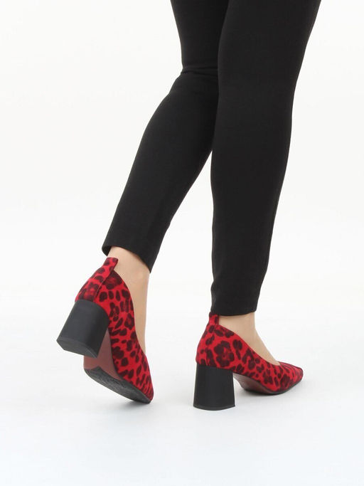 06-A129A-753PN RED/LEOPARD Туфли женские (натуральная замша)