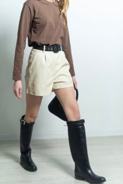 ЭКОКОЖА!!! Шорты Мэйк (молочный) - Nadi bordo фото 5