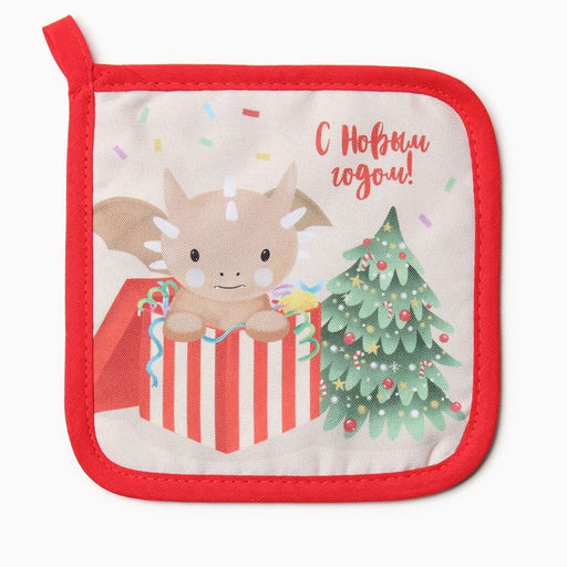 Набор кух. Доляна Подарок: варежка 20х28 см, прихватка 17х17 см, 35% хл, 65% пэ  фото 4