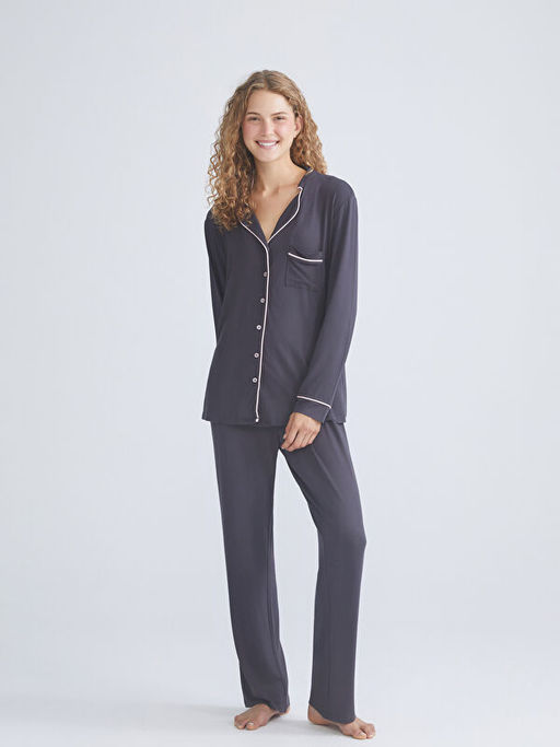 G?mlek Yaka Hamile Pijama Tak?m?