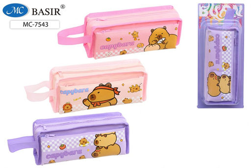 Пенал мягкий Basir "Капибара", 210*80*55мм (MC-7543) 2 кармана, ткань