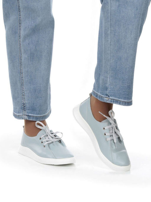 03-PDD90-4 GRAY/BLUE Полуботинки женские (натуральная кожа) - No name фото 3