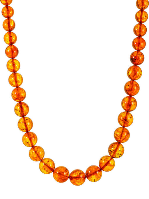 Бусы из натурального формованного янтаря Шары коньячные