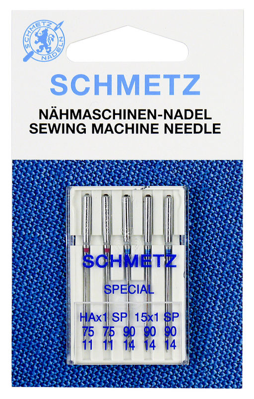 Иглы для бытовых швейных машин Schmetz Супер стрейч 130/705 HA x 1 SP №75(2), 90(3) уп.5 игл