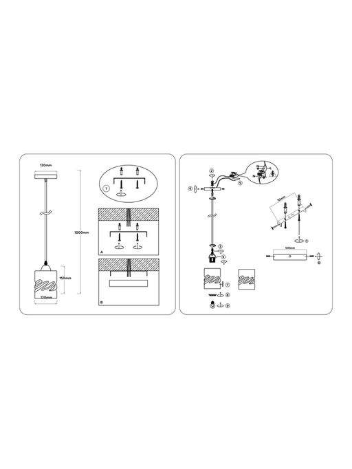 Светильник подвесной TR3409, 1хE27, 60 Вт, 100×12 см, чёрный