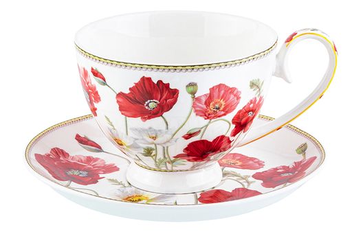Чайн. пара 2 пр. 300 мл 12,5*9,5*7 см Маки на ножке, NEW BONE CHINA - Elan gallery фото 3