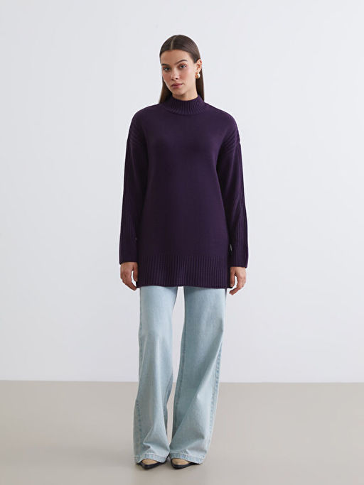 Yar?m Bal?k?? Yaka Kad?n Triko Tunik