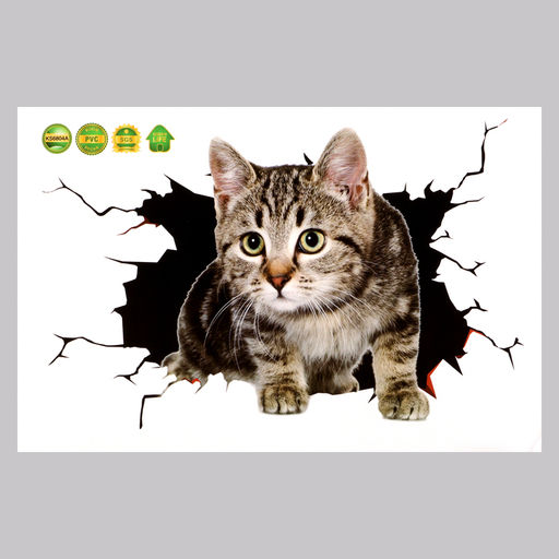 Цена за 3 шт. Наклейка интерьерная 3Д TAKE IT EASY «Котик», 30×20 см