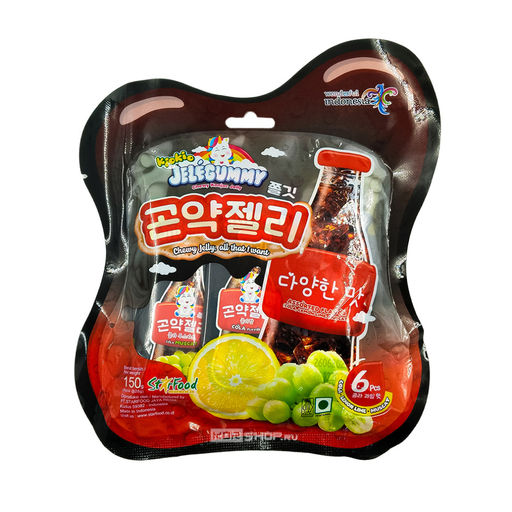 Желе жевательное конняку со вкусами колы, лимона, муската (Cola Pack) JeleGummy KioKio, Индонезия, 150 г Акция