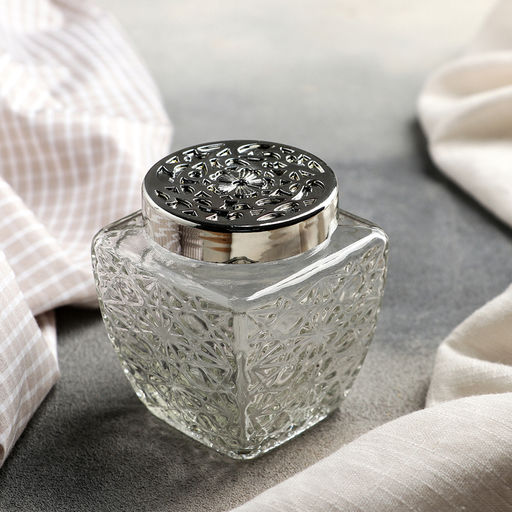 Банка для хранения сыпучих «Узор», 200 мл, 6.5×8 см, с пластиковой крышкой, стекло, прозрачная