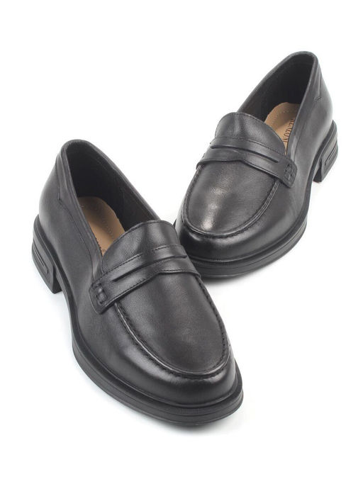 03-DYL144-1 BLACK Лоферы женские (натуральная кожа)