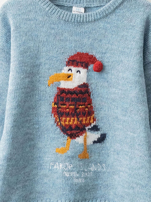 Bisiklet Yaka Uzun Kollu Desenli Erkek Bebek Triko Kazak - Waikiki фото 3