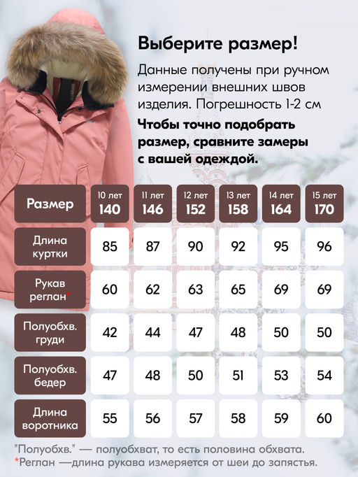 Куртка парка зимняя подростковая для девочки с капюшоном и мехом розового цвета 9446R