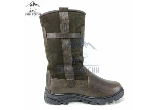 Сапоги Монголки натуральная кожа высокие коричневые, литая подошва