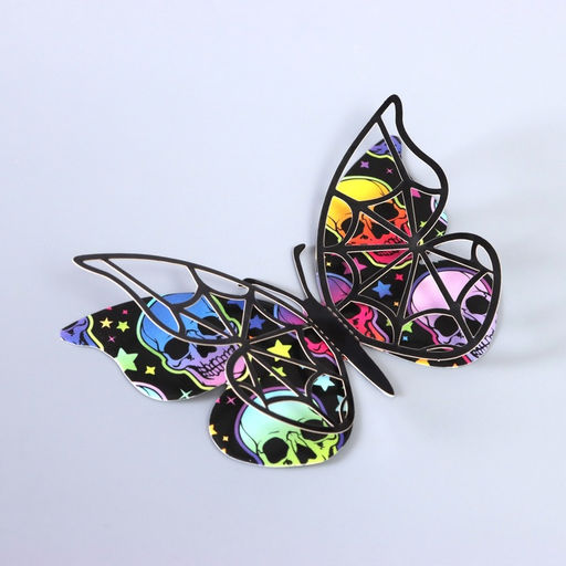 Наклейка бумага, пластик Бабочки на Хэллоуин, чёрные, набор 12 шт.