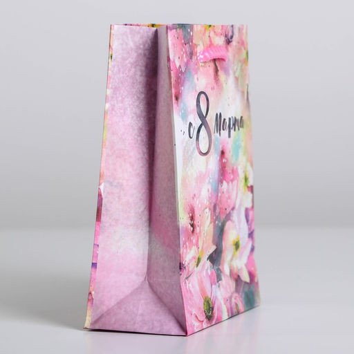 Цена за 4 шт. Пакет подарочный ламинированный, упаковка, С 8 марта, S 12?15?5.5 см