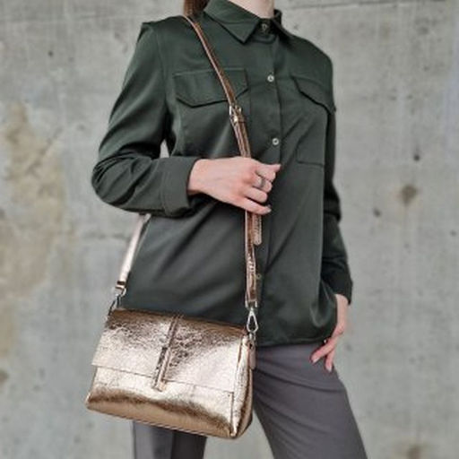 Женская кожаная сумка трапеция через плечо 0078-20 - Cidirro фото 4