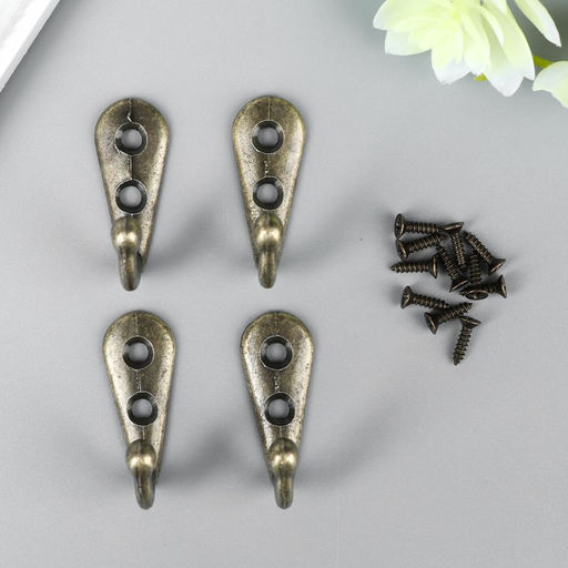 Цена за 2 шт. Крючок для ключниц декоративный «Простой», под бронзу, (набор 4 шт.), 3×1.8 см