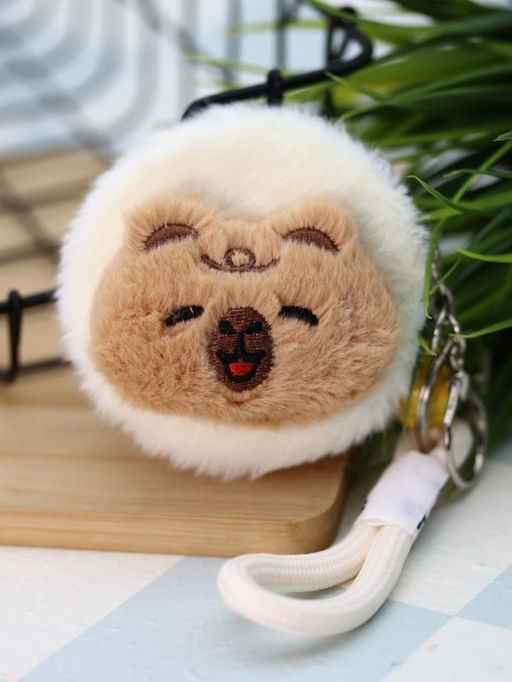 Плюшевое раскладное зеркало брелок "Capybara", белое (7*7 см)