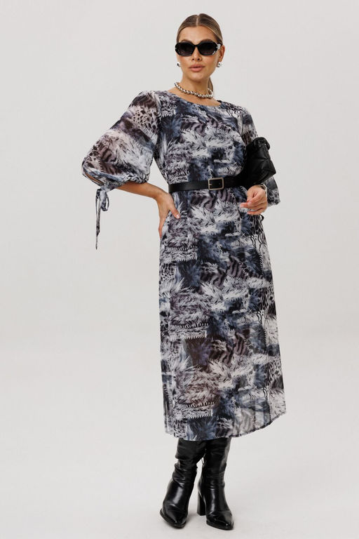 Платье ANELLI 1733 леопардовый серый  фото 5