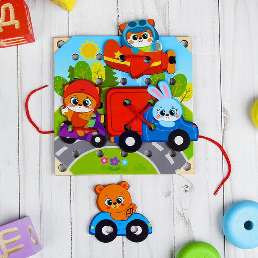 Деревянная игрушка-шнуровка Транспорт - Лесная мастерская фото 2