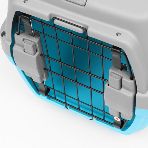 Переноска пластиковая Неон 48х32х29,5 см, вес животного до 12 кг, серо-голубая - Пижон фото 8