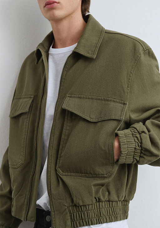 Cep Detayl? Haki Bomber Ceket - Mavi фото 5