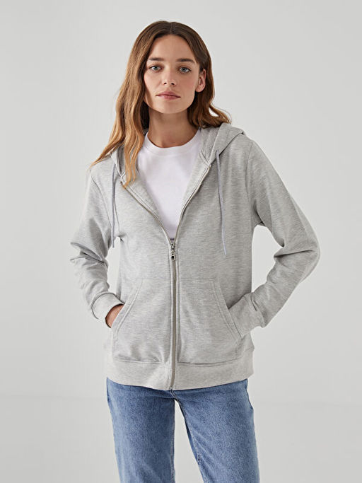 Kap??onlu Kad?n Fermuarl? Sweatshirt