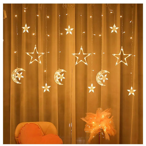 Эл. гирлянда диодная "Звезды" 5 бол. + 5 мал. 3м, 108 ламп (H6) теплый белый свет, в коробке