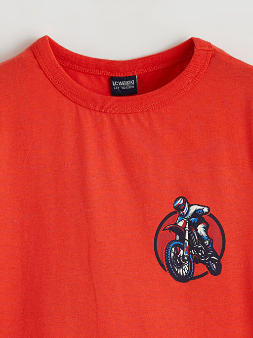 Bisiklet Yaka Bask?l? Erkek ?ocuk Ti??rt