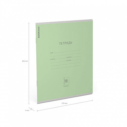 Цена за 200 шт. Тетрадь школьная ученическая ErichKrause Классика зеленая, 18 листов, клетка (в плёнке по 10 шт.)  фото 26