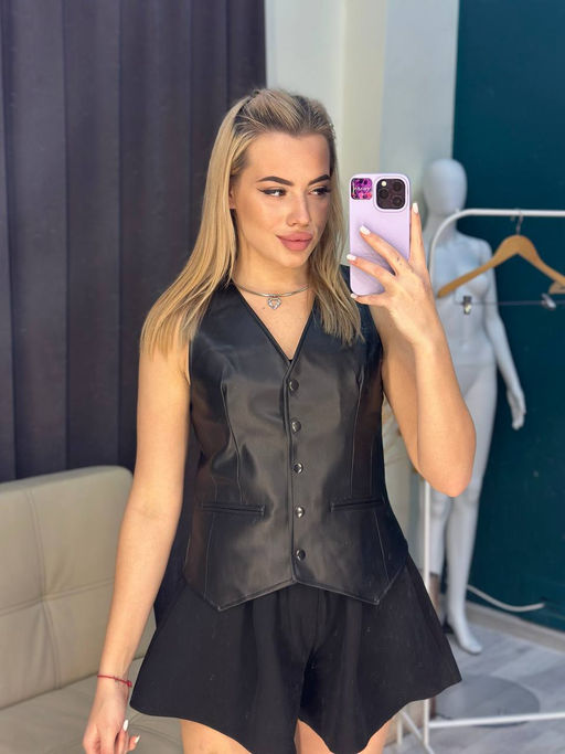 Жилет приталенный экокожа - Трика фото 12