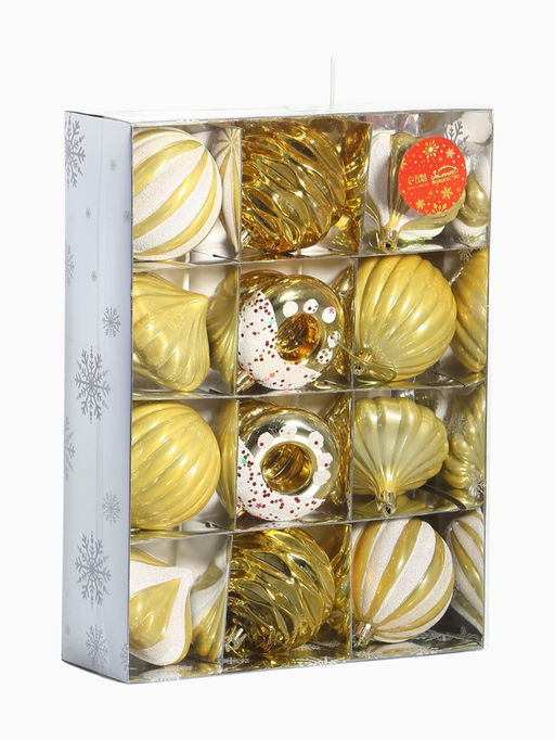 Ёлочные игрушки набор 16 шт. Ярмарка волшебства 8 см, золото - Зимнее волшебство фото 11