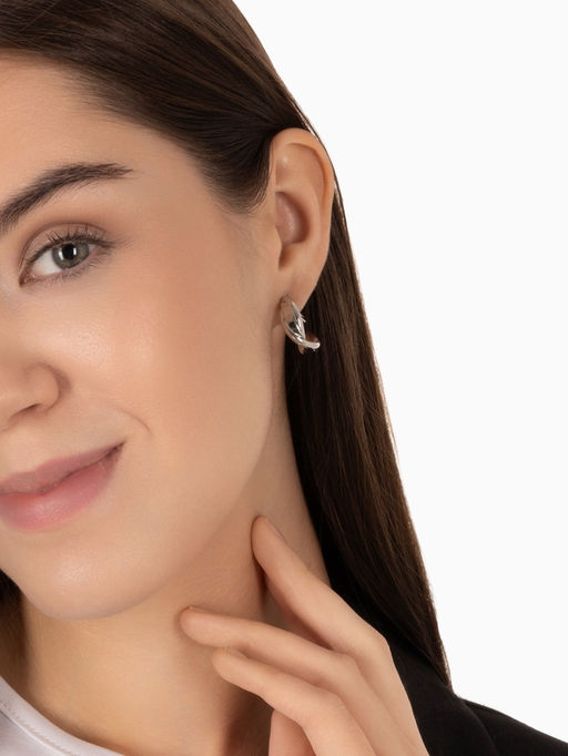 Клипсы для ушей QF Тренд полукруг, цвет серебро