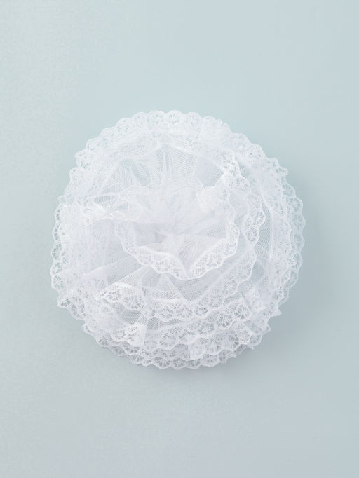 Цена за 6 шт. Бант для волос на резинке «Школьница», волна кружева, d=16 см, белый