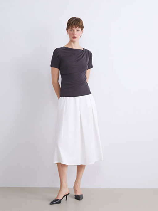 Bisiklet Yaka B?zg?l? Modal Kar???ml? Bluz