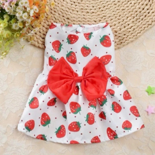 Цена за 2 шт. Платье для кошек и собак мелких пород "Бонита на прогулке", клубнички, размер ХL, длина спинки 32-34см