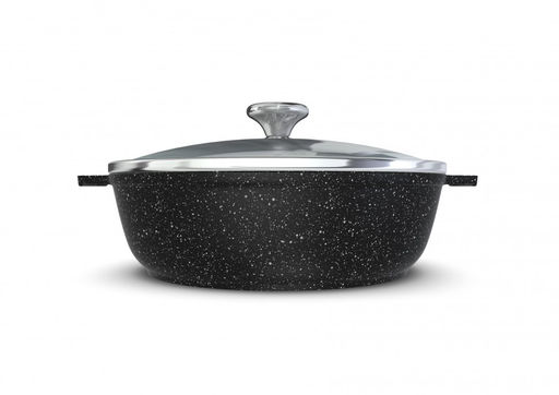 Жаровня 4л со стекл.крышкой Каменная Черный гранит арт.186540, НЕВА