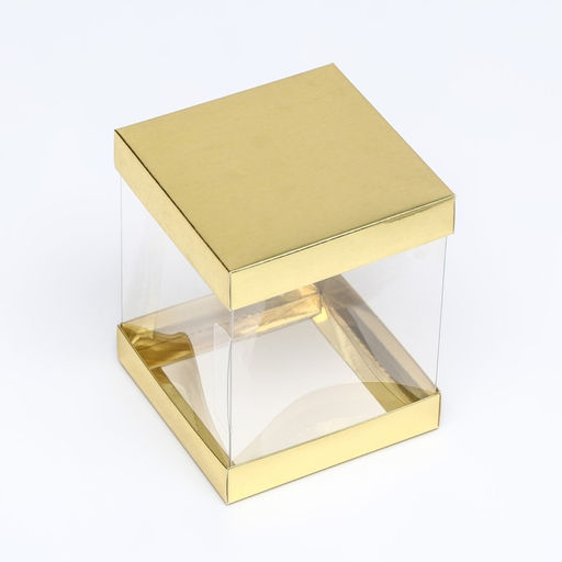 Цена за 10 шт. Коробка с PVC Мини 10 X 10 X 12 см "Золото"