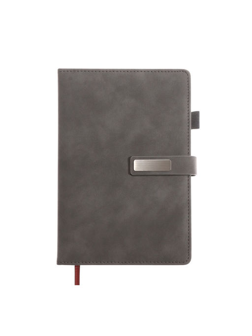 Ежедневник недатированный А5, с хлястиком, 80 листов, в линейку, пвх, серый