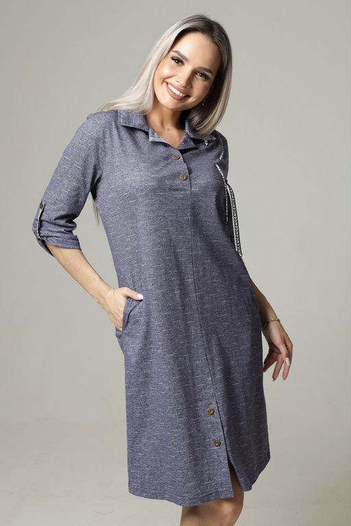 Платье женское П-127 (кулирка) Синий лён