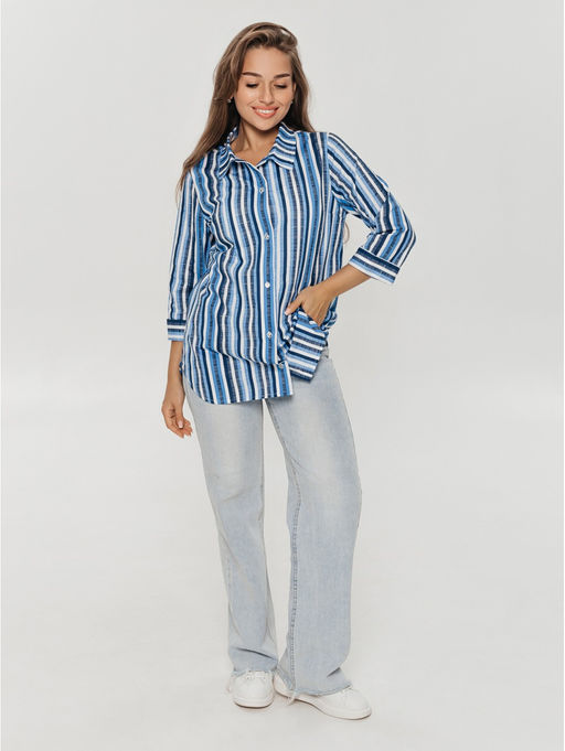 Жанетта туника женская (полоса синий) - Lovetex фото 3