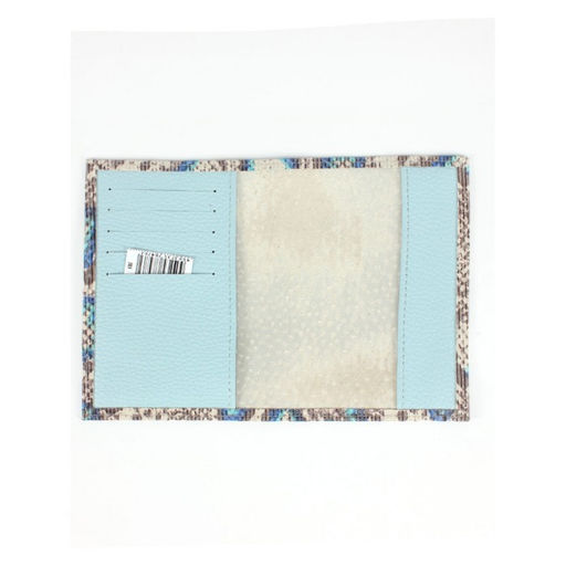 Обложка для паспорта Croco-П-404 (5 кред карт) натуральная кожа серый/синий питон/голубой св флотер (506/20) 265343  фото 2