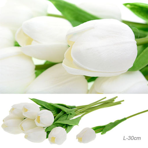 Цветок искусственный Тюльпан 30 см белые / 1205 /уп 200/1200/ латэкс - Галеонтрейд фото 6