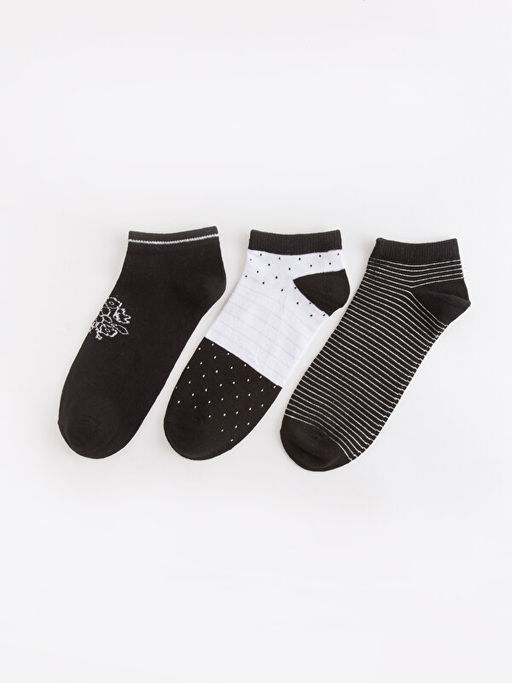 Desenli Kad?n Patik ?orap 3l?