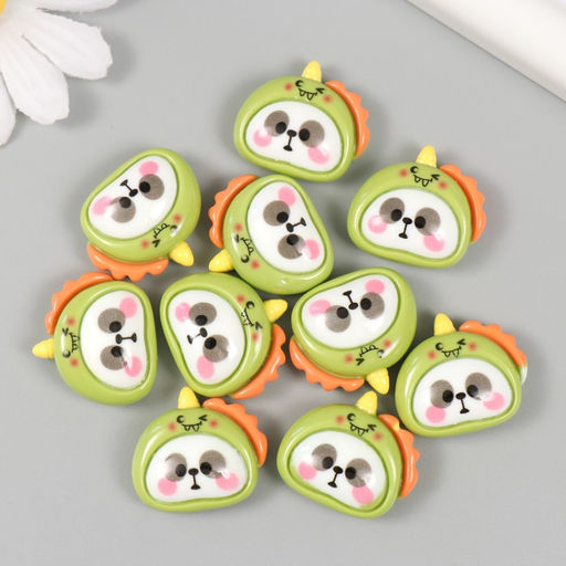 Цена за 10 шт. Декор для творчества пластик «Панда в шапке динозаврика», 2.3×2.5×1 см