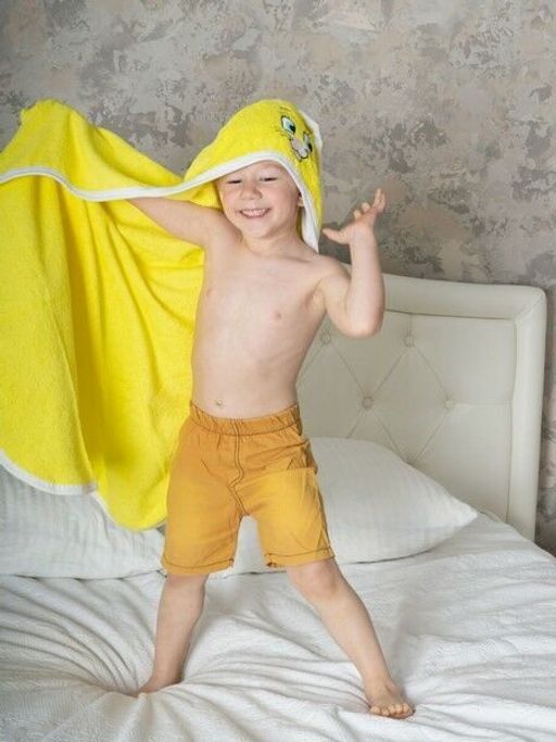 Уголок махровый детский Ушастик-ЖЕЛТЫЙ 95*95 см. хлопок 100% - Лен поволжья фото 2