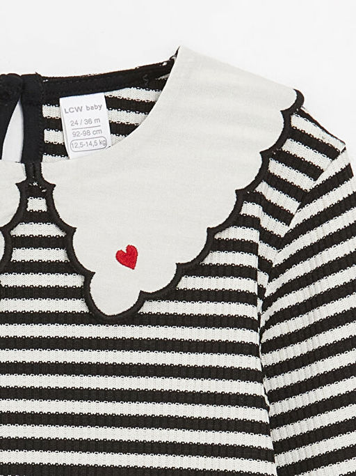 Bebe Yaka Uzun Kollu ?izgili K?z Bebek Ti??rt - Waikiki фото 2