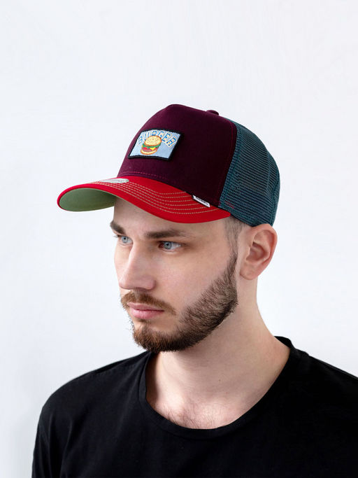 Бейсболка DJINNS арт. HFT Cap Food Burger (бордовый)  фото 5